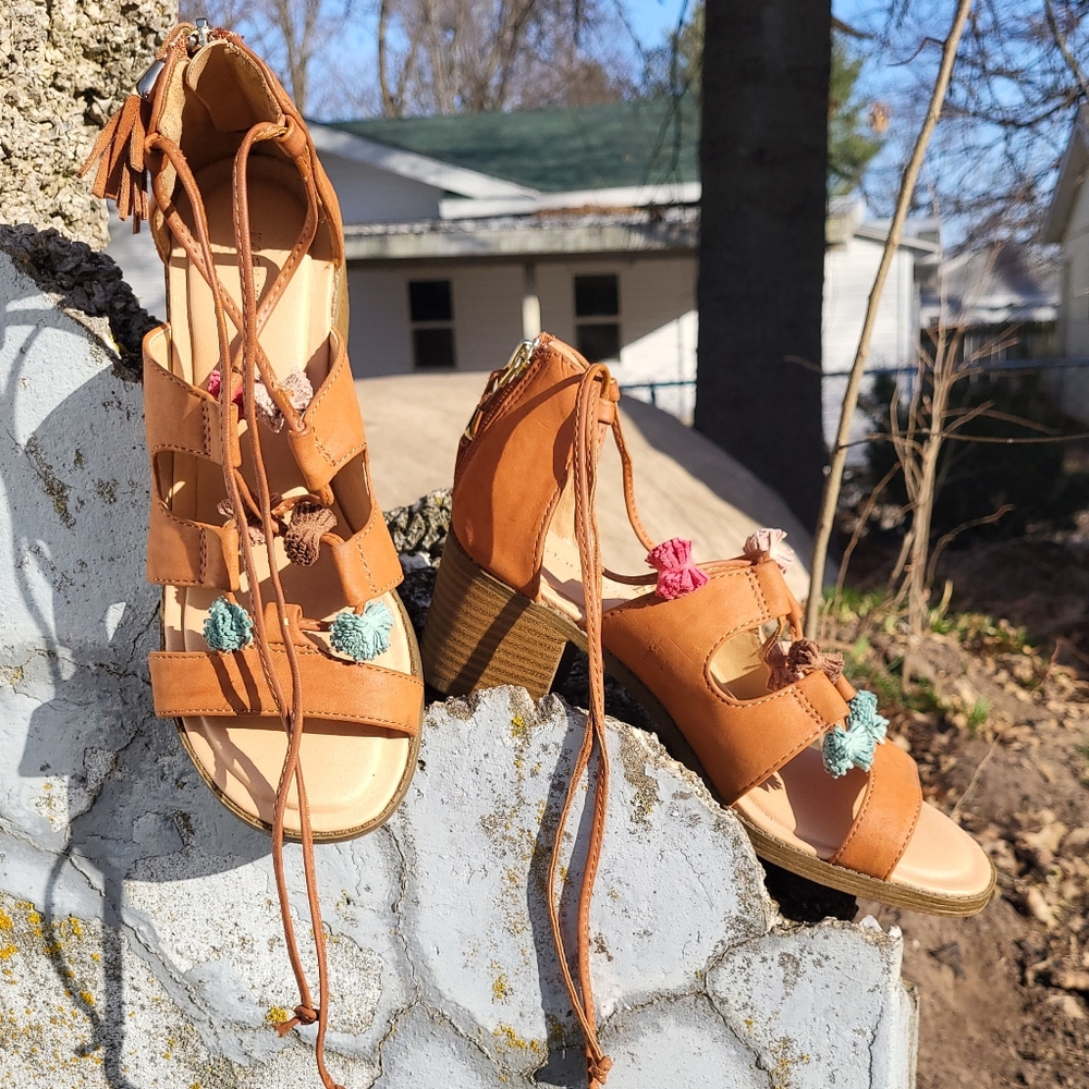 Spring Sandles Camel Block Heal